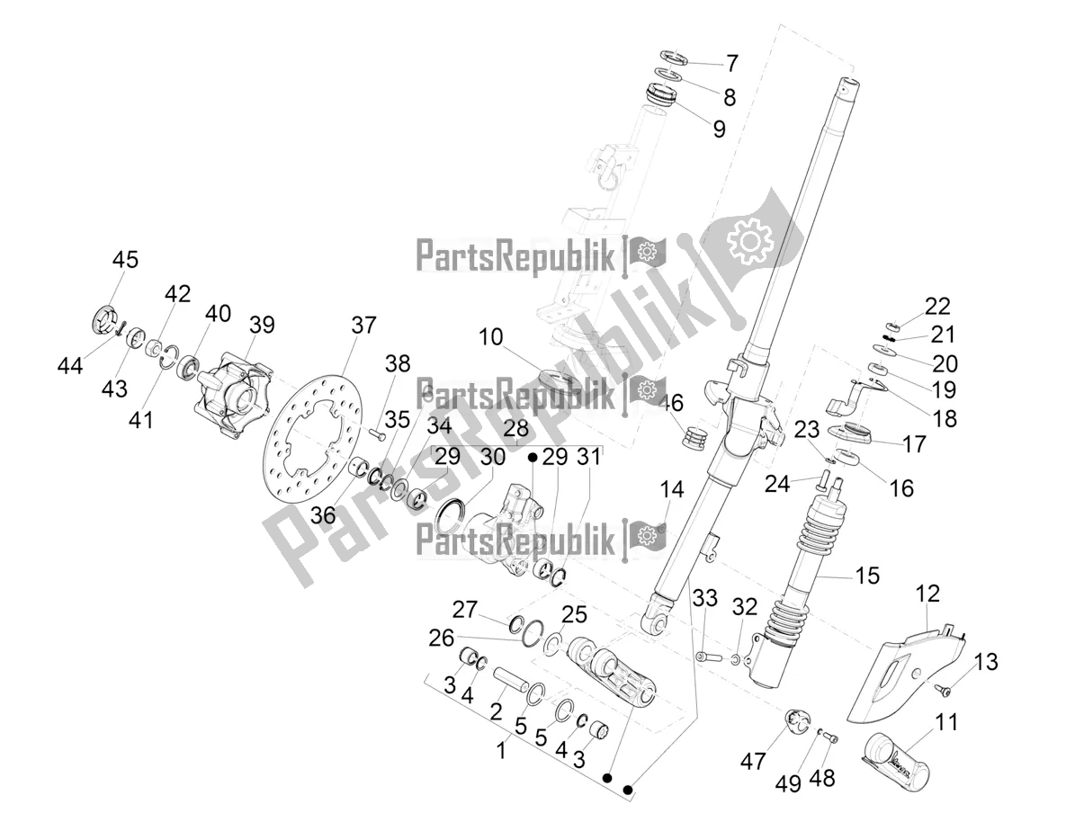 Toutes les pièces pour le Fourche / Tube De Direction - Palier De Direction du Vespa Elettrica 25 KM/H 0 2019