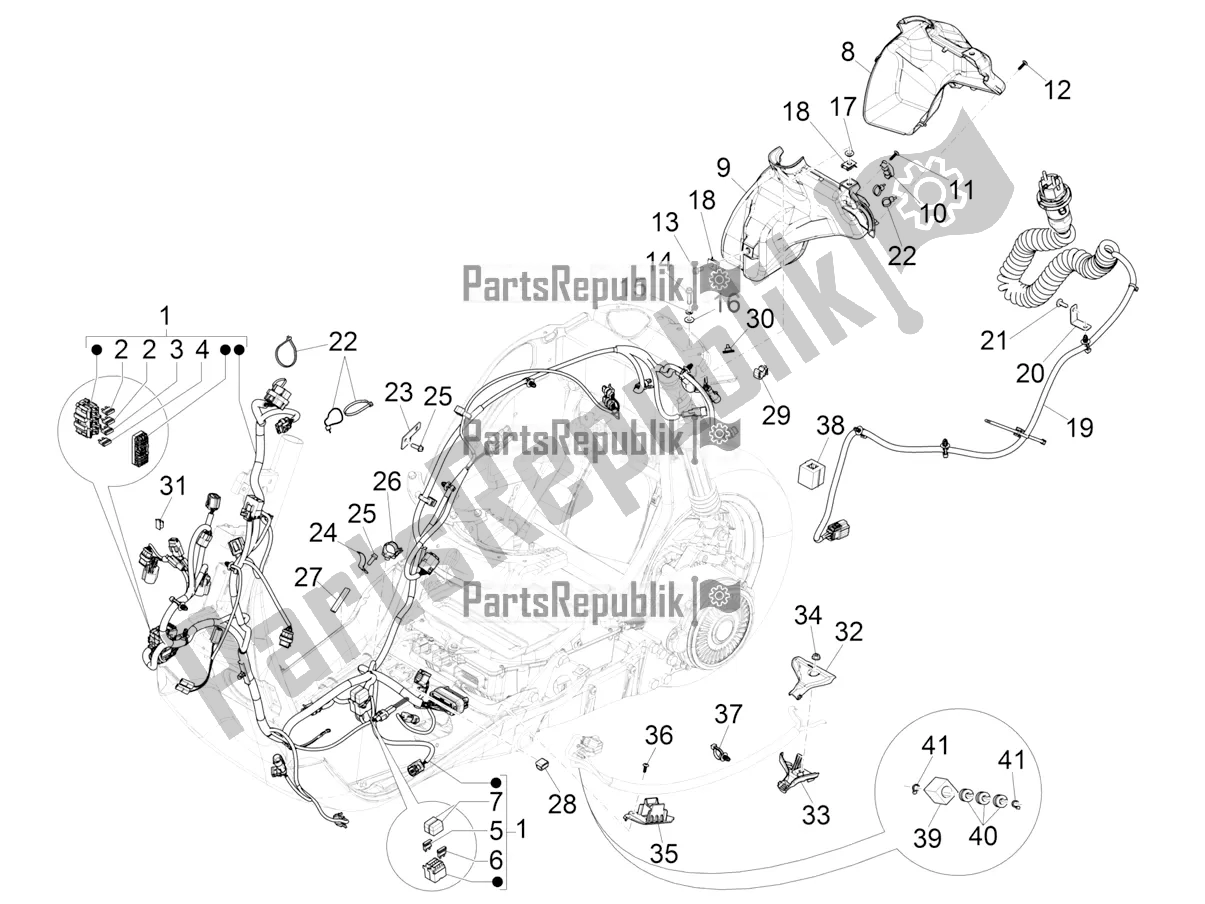 Todas as partes de Chicote De Cabos Principal do Vespa Elettrica 25 KM/H 0 2019