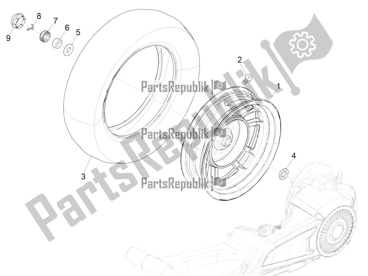 Toutes les pièces pour le Roue Arrière du Vespa Elettrica 25 KM/H 0 2019