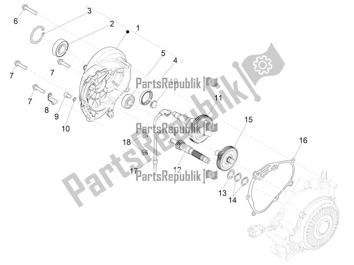 Toutes les pièces pour le Unité De Réduction du Vespa Elettrica 25 KM/H 0 2019