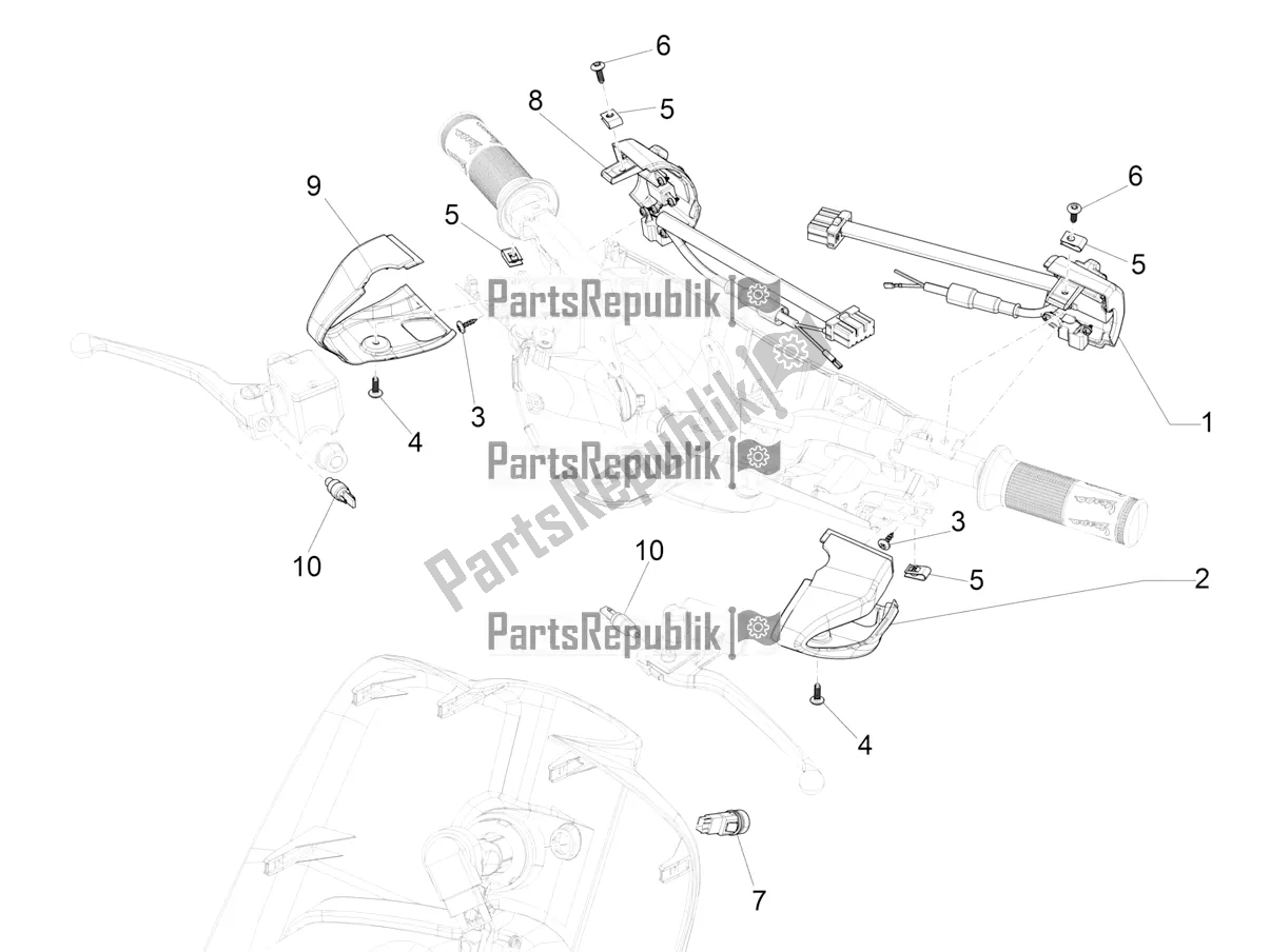 All parts for the Selectors - Switches - Buttons of the Vespa Elettrica 25 KM/H 0 2019