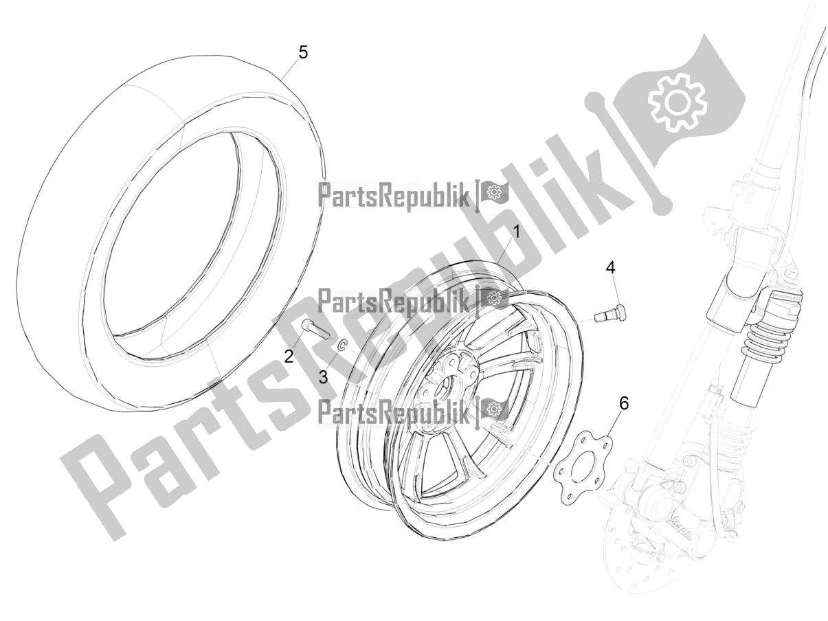 Todas las partes para Rueda Delantera de Vespa Elettrica 25 KM/H 2021