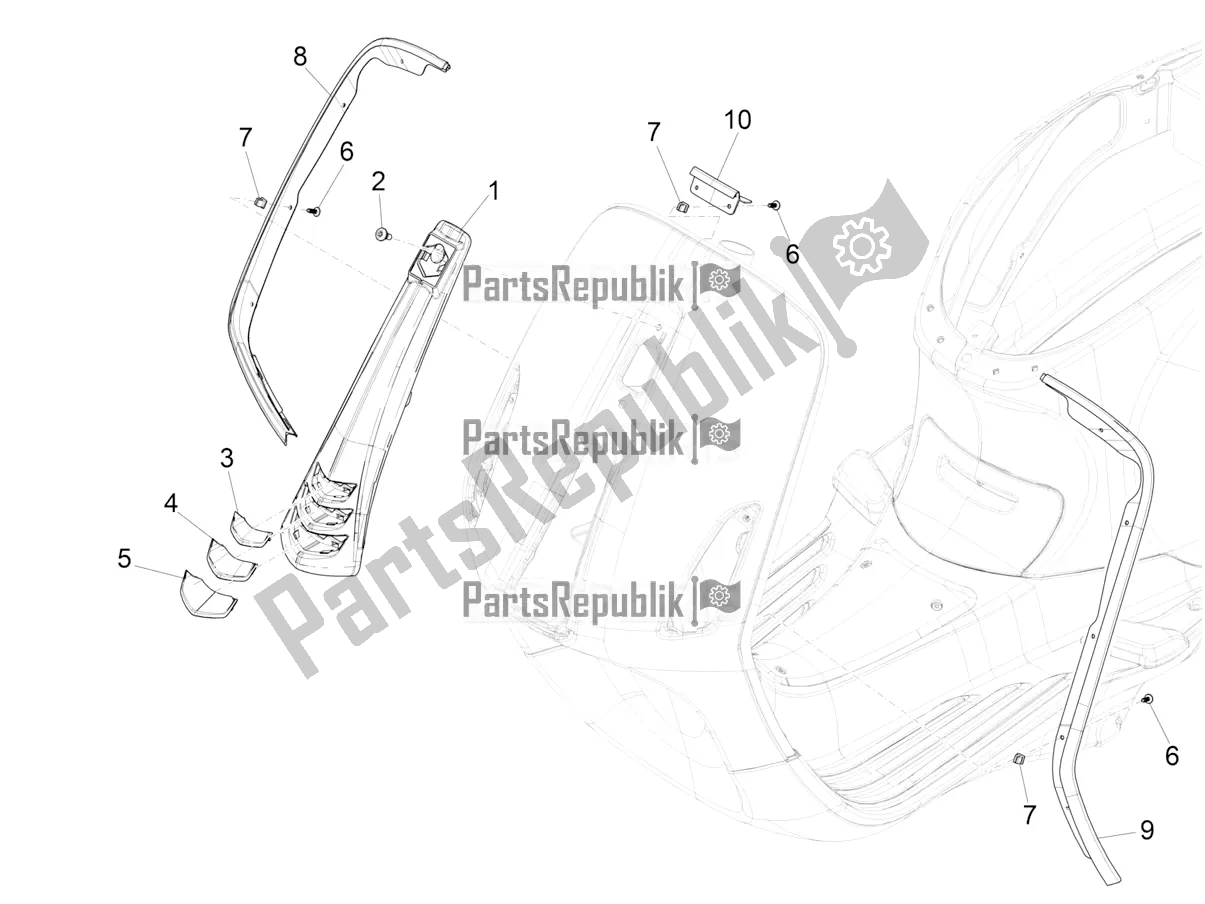 Toutes les pièces pour le Bouclier Avant du Vespa Elettrica 25 KM/H 2022