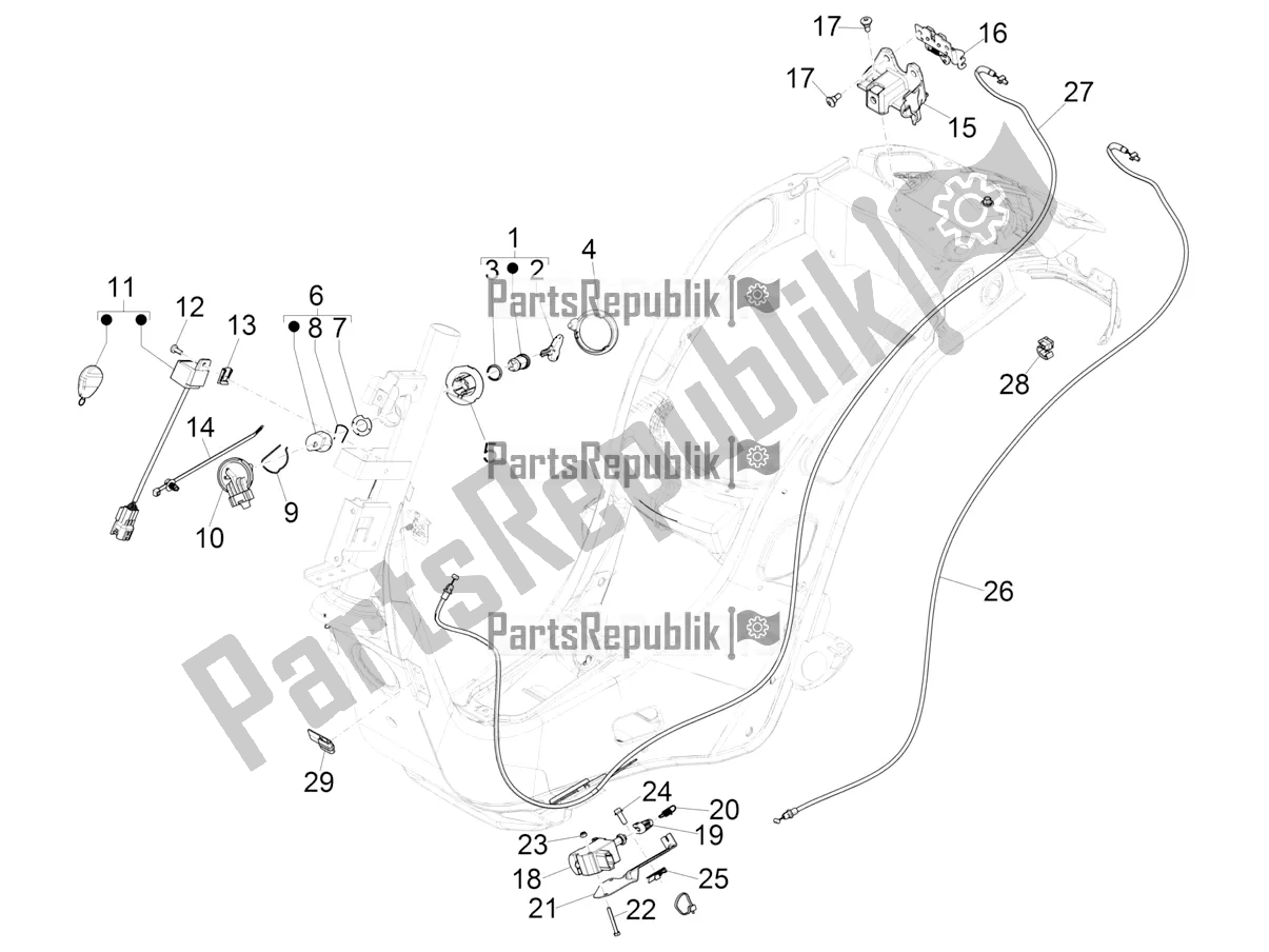 Todas las partes para Cerraduras de Vespa Elettrica 25 KM/H 2022