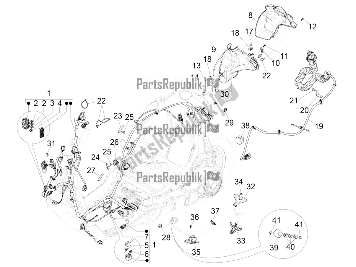 Toutes les pièces pour le Faisceau De Câbles Principal du Vespa Elettrica 25 KM/H 2022