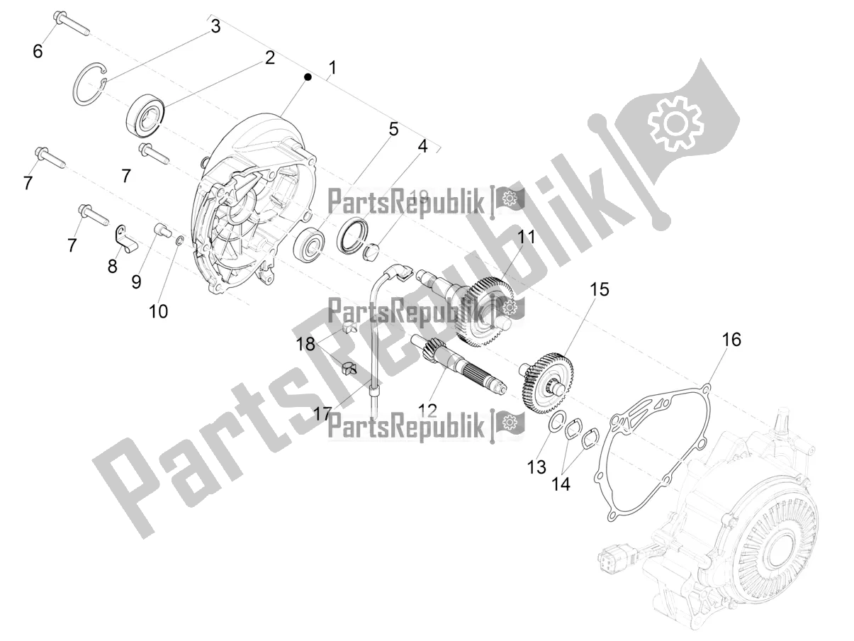 Toutes les pièces pour le Unité De Réduction du Vespa Elettrica 25 KM/H 2022