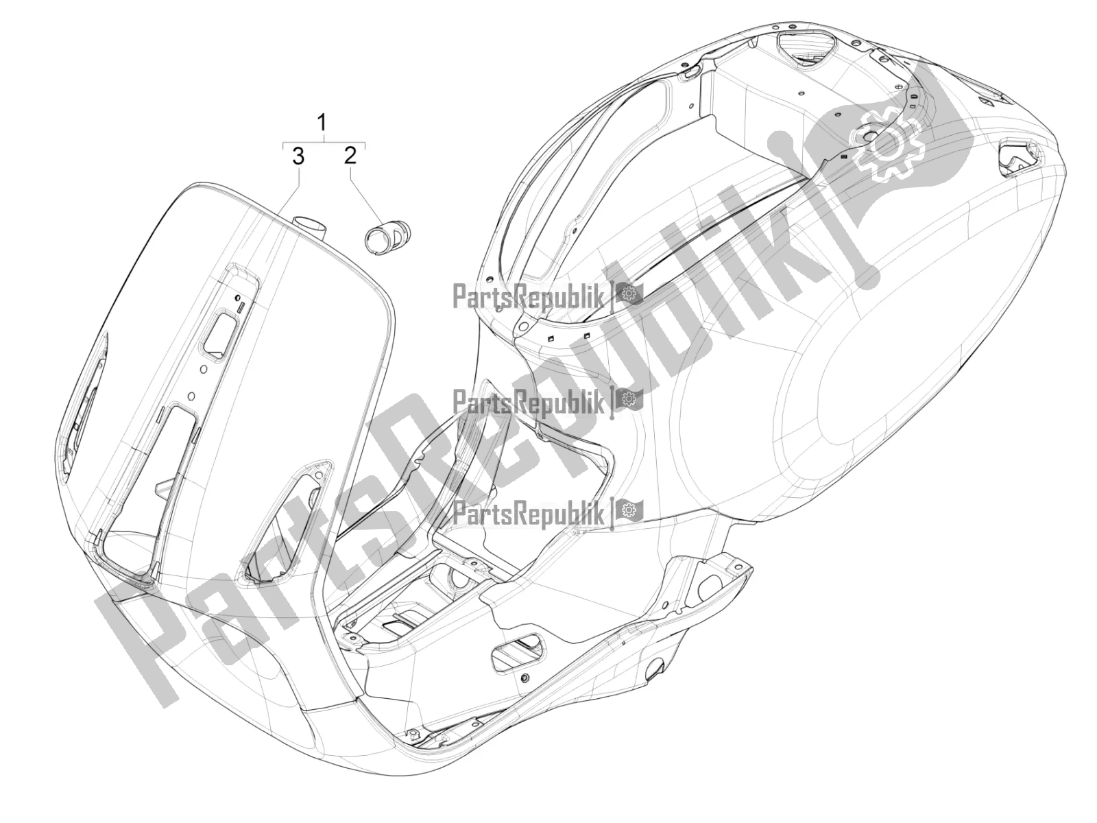 All parts for the Frame/bodywork of the Vespa Elettrica 45 KM/H 2021