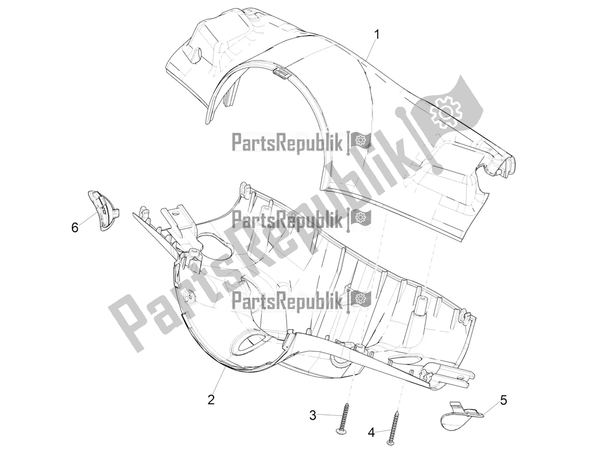 All parts for the Handlebars Coverages of the Vespa Elettrica 45 KM/H 2021