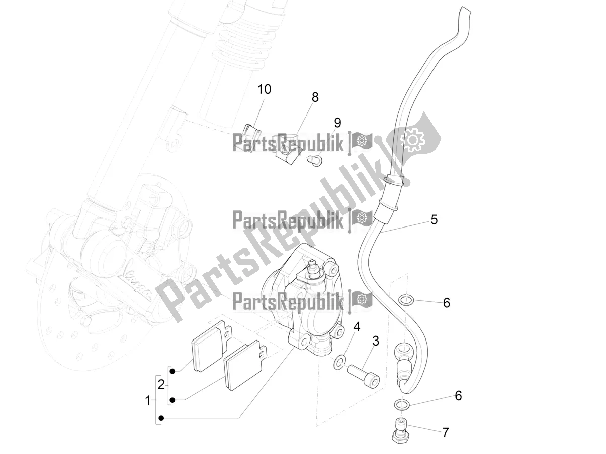 All parts for the Brakes Pipes - Calipers of the Vespa Elettrica 45 KM/H 2022