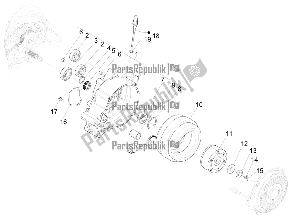 All parts for the Electric Motor Of Traction of the Vespa Elettrica 45 KM/H 2022