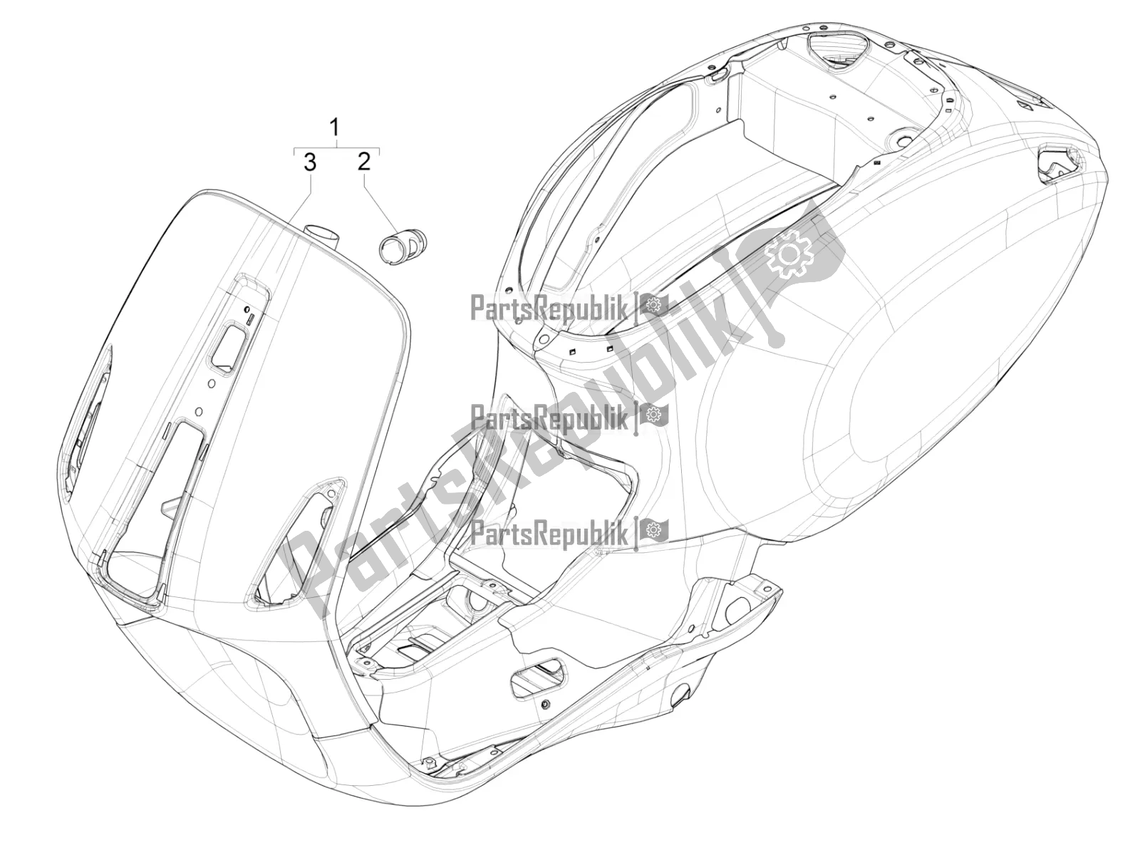 All parts for the Frame/bodywork of the Vespa Elettrica 45 KM/H 2022