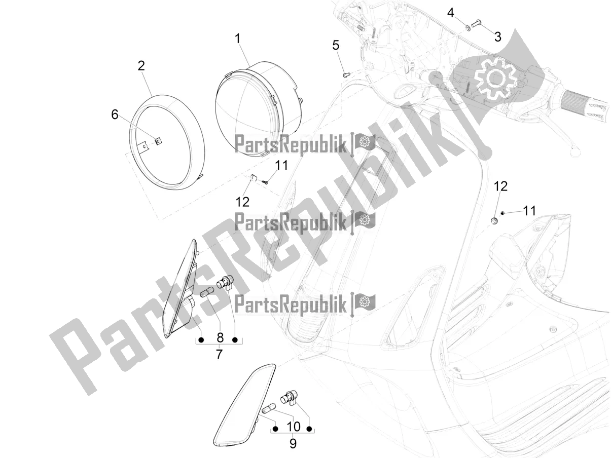 Todas las partes para Faros Delanteros - Luces Intermitentes de Vespa Elettrica 45 KM/H 2022