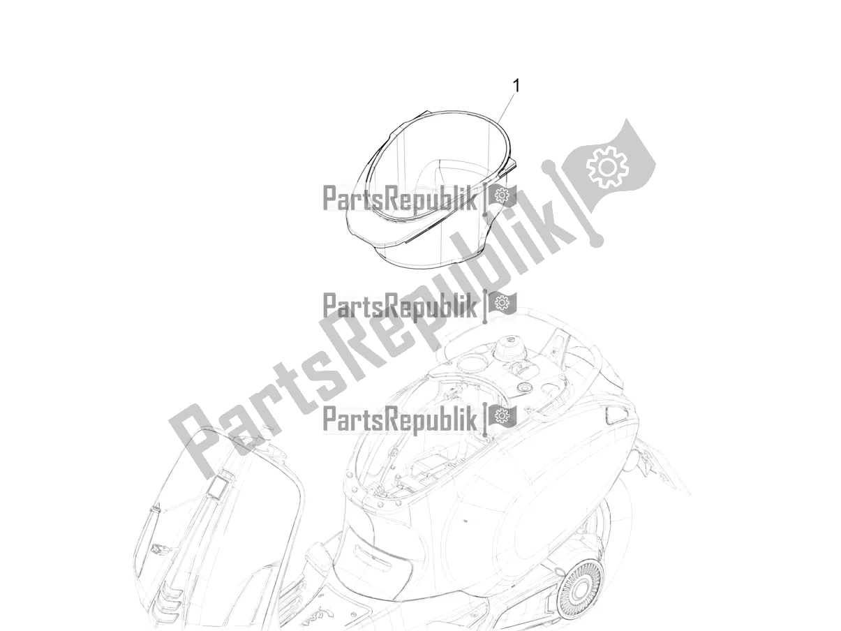 All parts for the Helmet Huosing - Undersaddle of the Vespa Elettrica 45 KM/H 2022