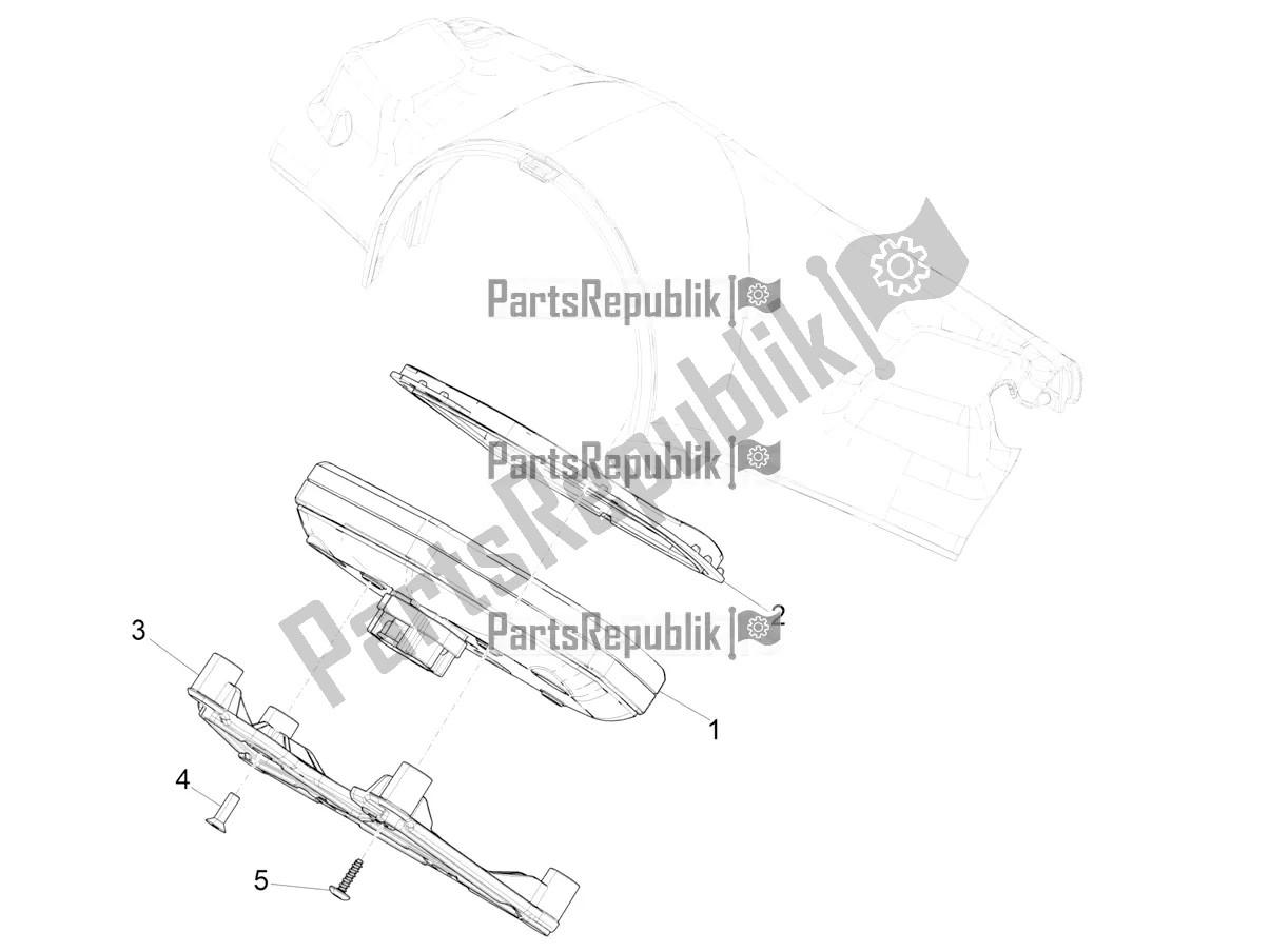 All parts for the Meter Combination - Cruscotto of the Vespa Elettrica 45 KM/H 2022