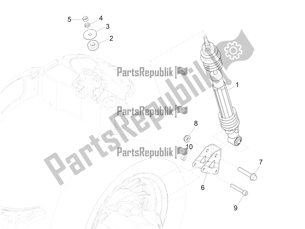 All parts for the Rear Suspension - Shock Absorber/s of the Vespa Elettrica 45 KM/H 2022