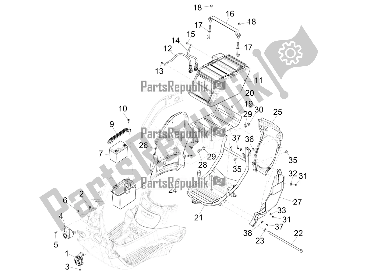 All parts for the Remote Control Switches - Battery - Horn of the Vespa Elettrica 45 KM/H 2022