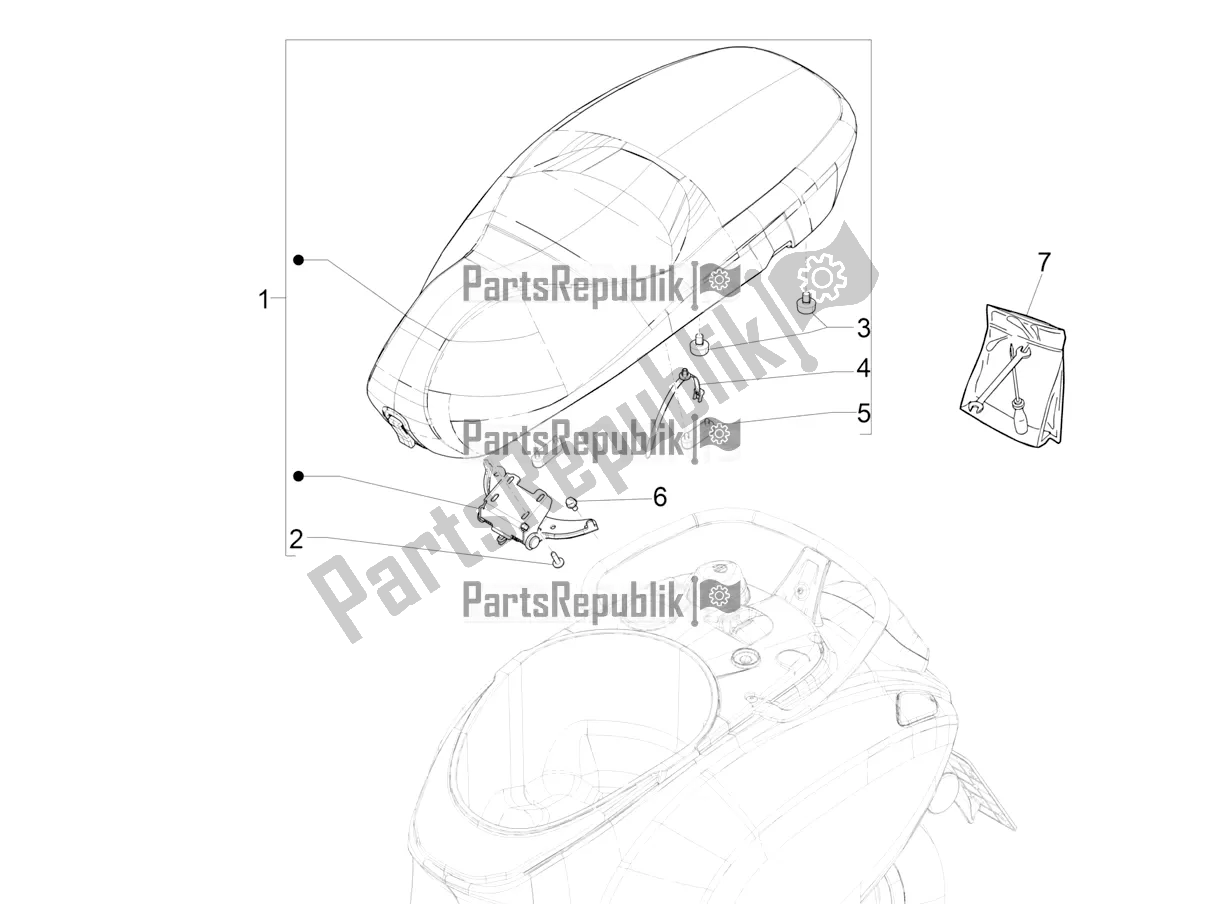 All parts for the Saddle/seats of the Vespa Elettrica 45 KM/H 2022