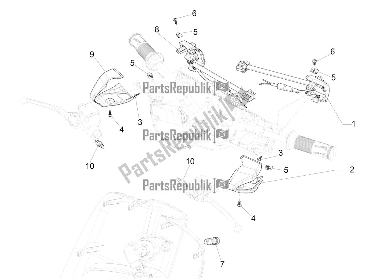 All parts for the Selectors - Switches - Buttons of the Vespa Elettrica 45 KM/H 2022