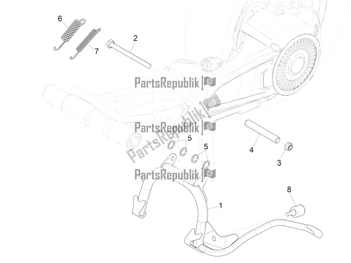 All parts for the Stand/s of the Vespa Elettrica 45 KM/H 2022