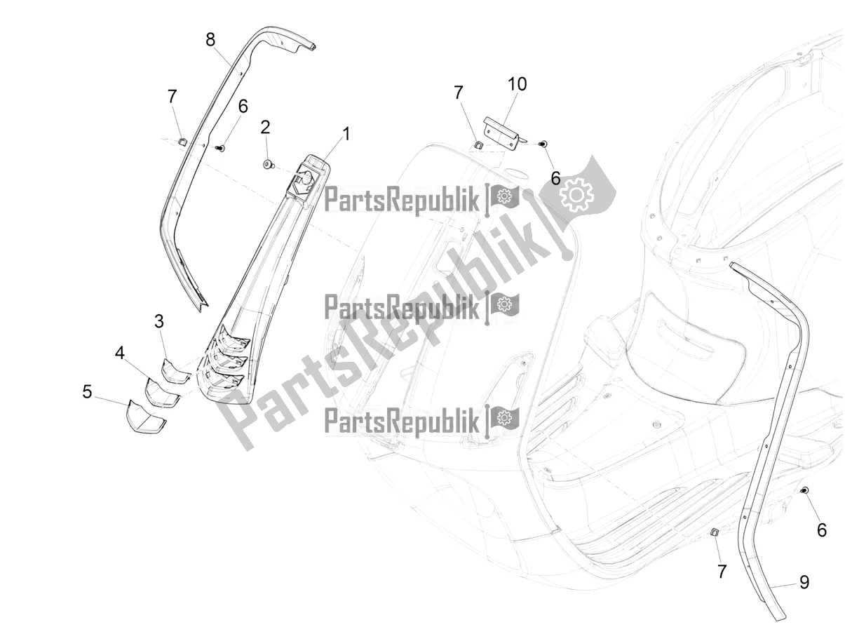 Toutes les pièces pour le Bouclier Avant du Vespa Elettrica 70 KM/H 2021