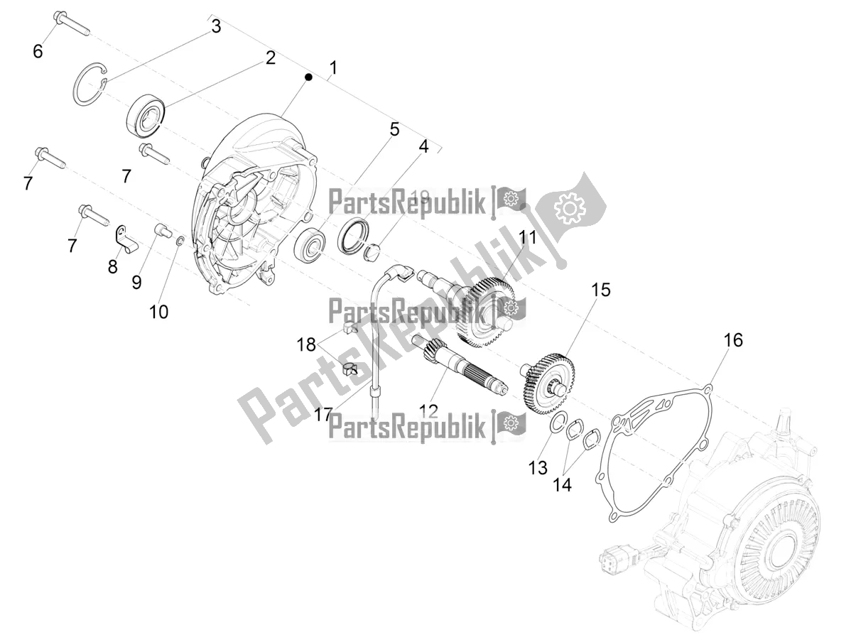 All parts for the Reduction Unit of the Vespa Elettrica 70 KM/H 2021