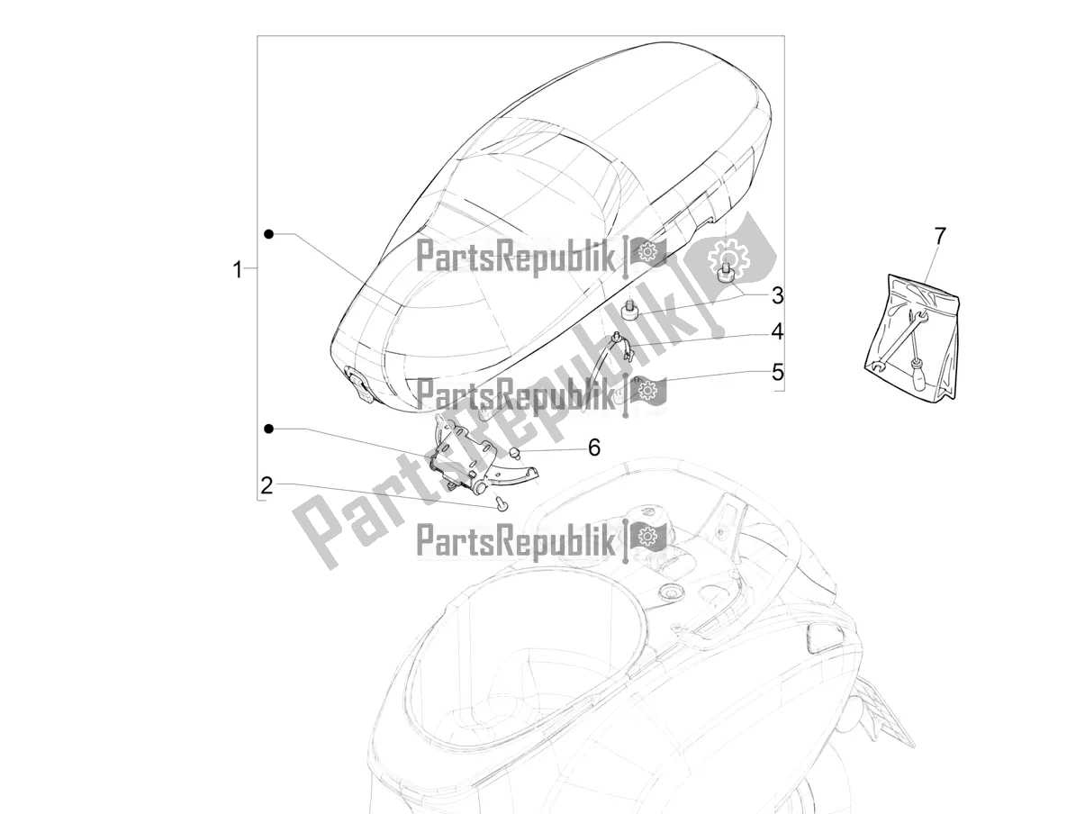 All parts for the Saddle/seats of the Vespa Elettrica 70 KM/H 2021