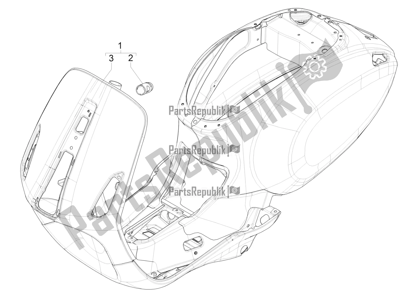 All parts for the Frame/bodywork of the Vespa Elettrica 70 KM/H 2022