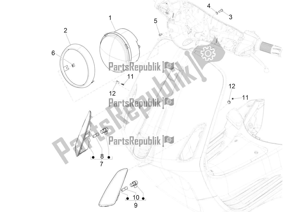 All parts for the Front Headlamps - Turn Signal Lamps of the Vespa Elettrica 70 KM/H 2022