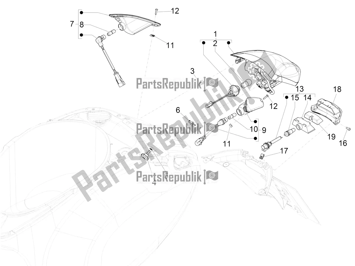 Tutte le parti per il Fanali Posteriori - Indicatori Di Direzione del Vespa Elettrica 70 KM/H 2022