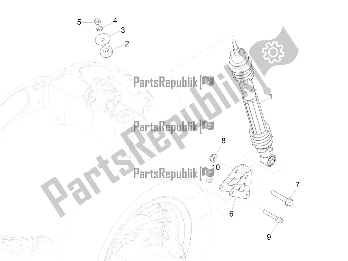 All parts for the Rear Suspension - Shock Absorber/s of the Vespa Elettrica 70 KM/H 2022