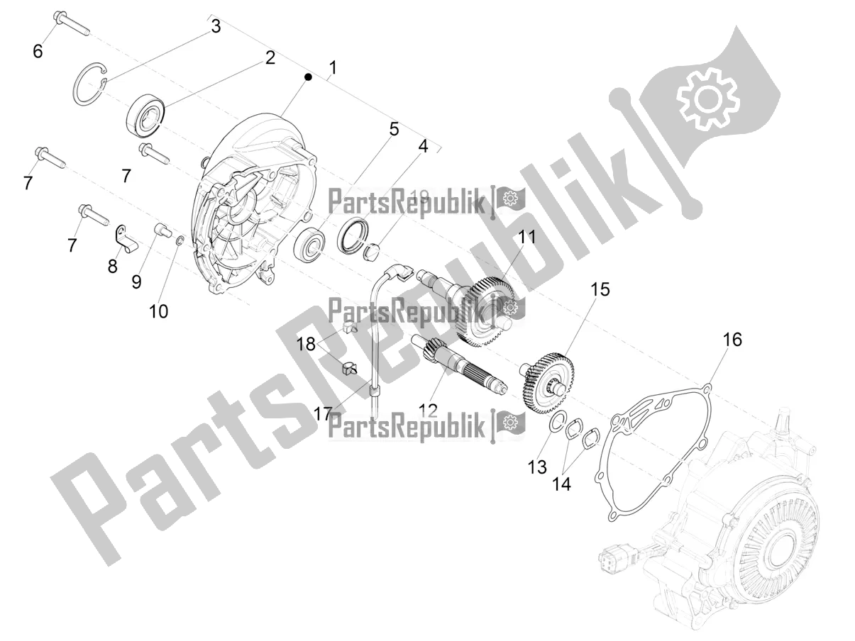 All parts for the Reduction Unit of the Vespa Elettrica 70 KM/H 2022