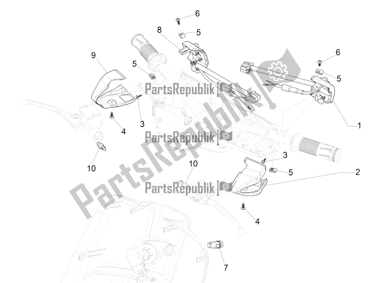 All parts for the Selectors - Switches - Buttons of the Vespa Elettrica 70 KM/H 2022