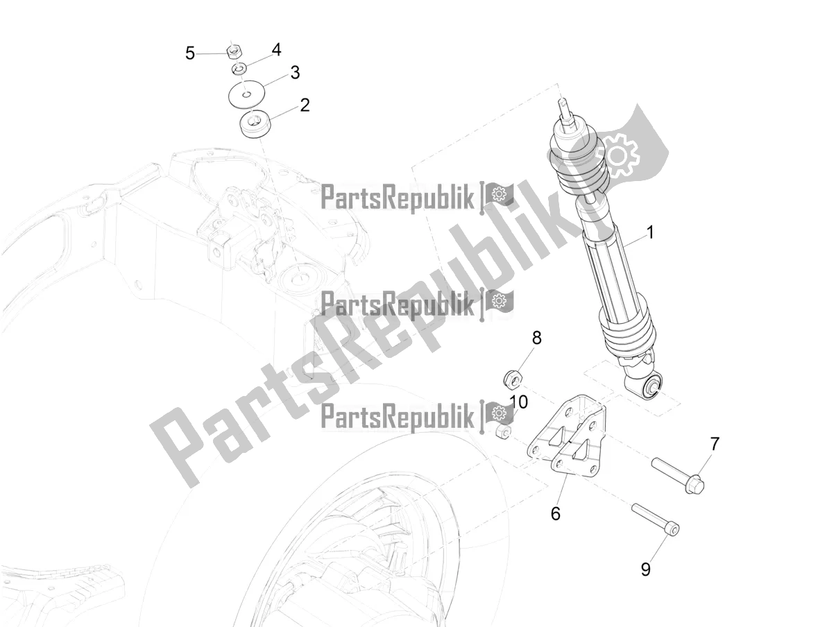 Toutes les pièces pour le Suspension Arrière - Amortisseur / S du Vespa Elettrica 70 KM/H Italia 2021