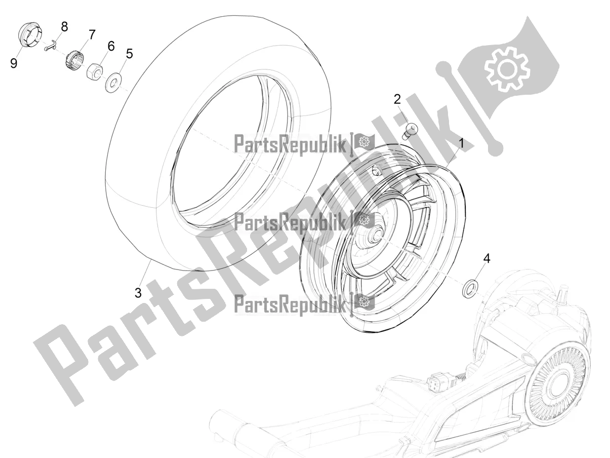 Toutes les pièces pour le Roue Arrière du Vespa Elettrica 70 KM/H Italia 2021