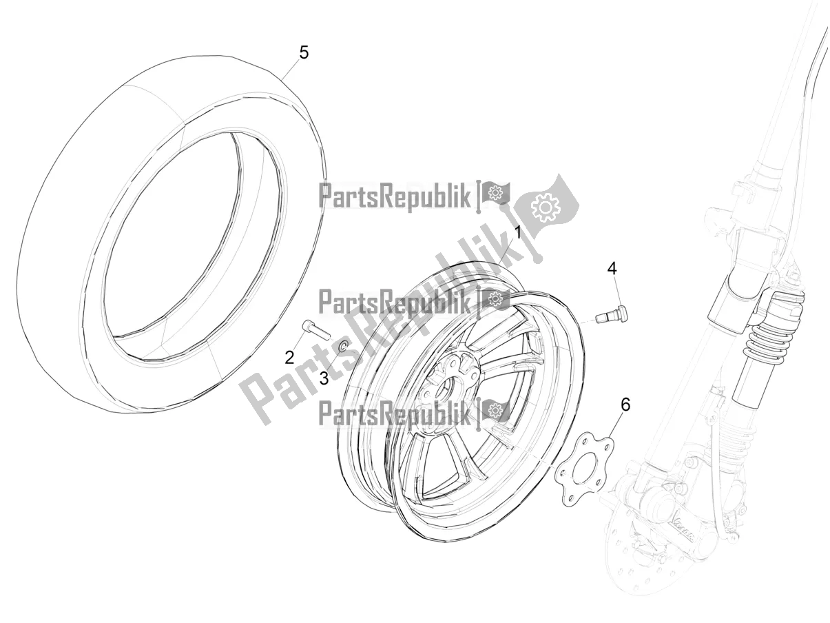 Toutes les pièces pour le Roue Avant du Vespa Elettrica 70 KM/H Italia 2022