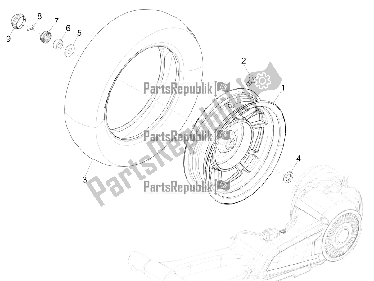 Toutes les pièces pour le Roue Arrière du Vespa Elettrica 70 KM/H Italia 2022