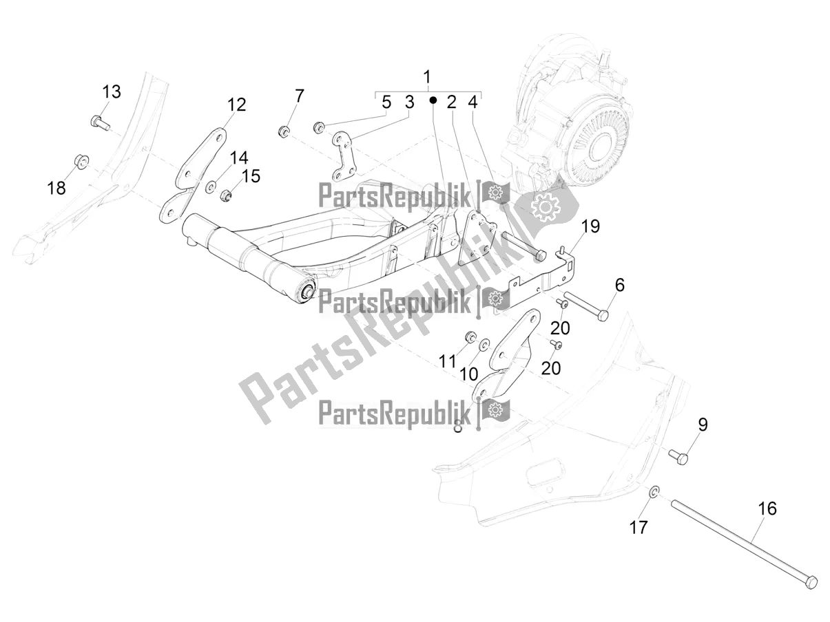Toutes les pièces pour le Bras Oscillant du Vespa Elettrica 70 KM/H Italia 2022