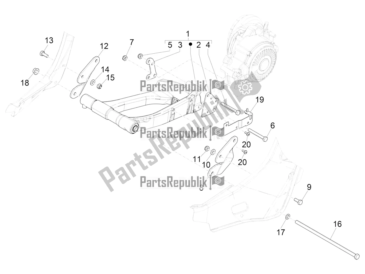 All parts for the Swinging Arm of the Vespa Elettrica BE, DE, EU, FR, GB, IT 0 2018