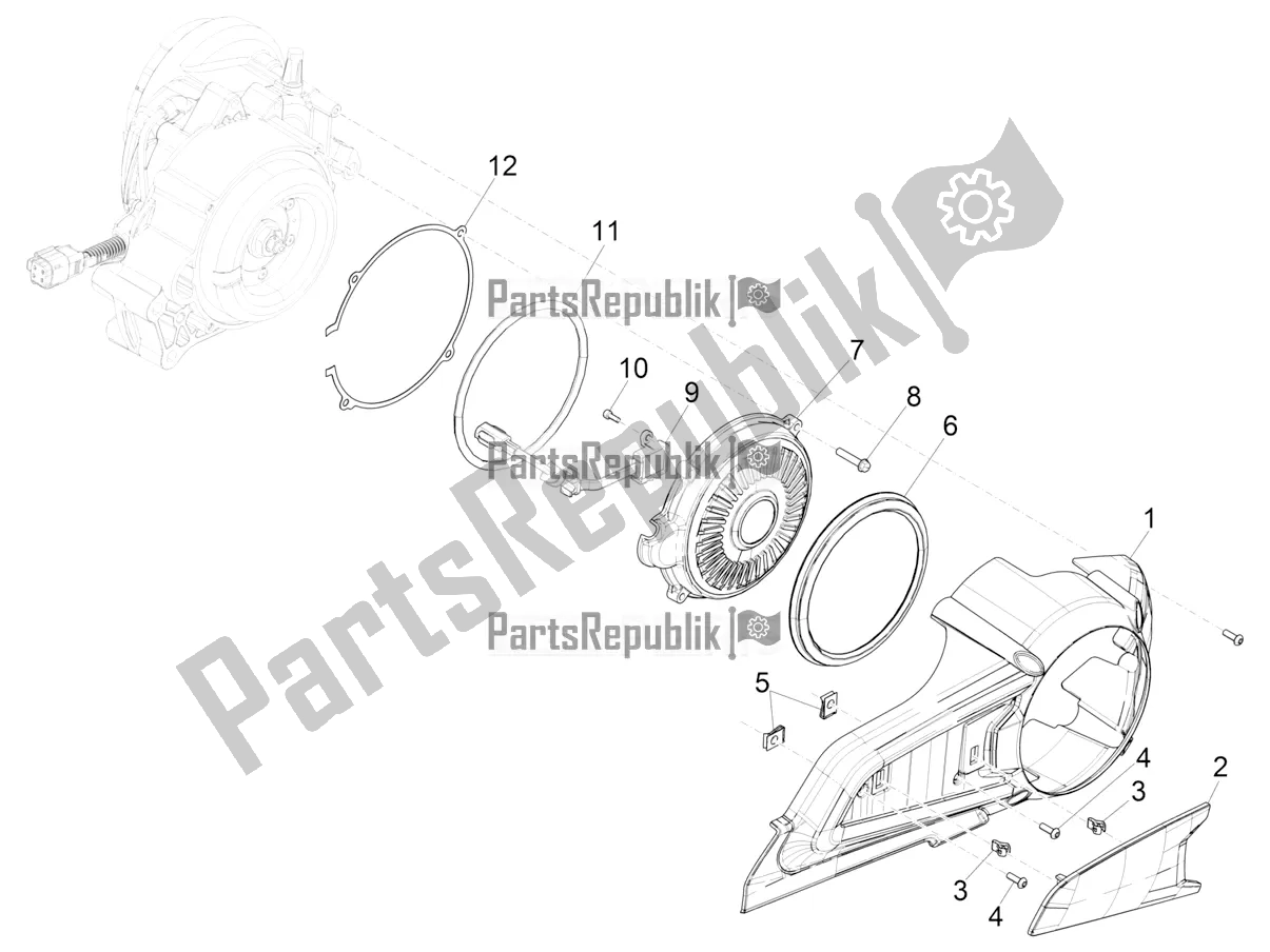 Wszystkie części do Pokrywa Skrzyni Korbowej - Ch? Odzenie Skrzyni Korbowej Vespa Elettrica BE, DE, EU, FR, GB, IT 0 2019