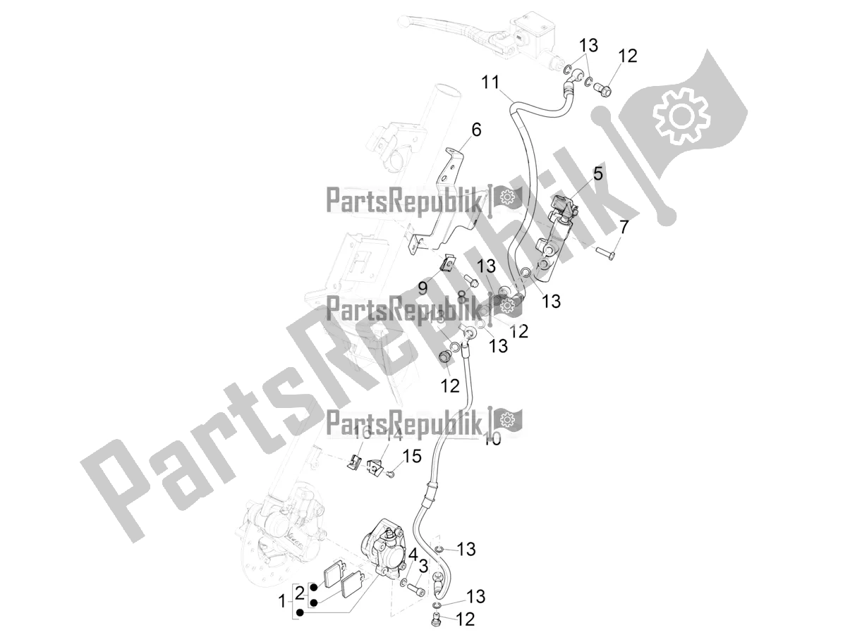 All parts for the Brakes Pipes - Calipers of the Vespa Elettrica Motociclo 70 KM/H 2019