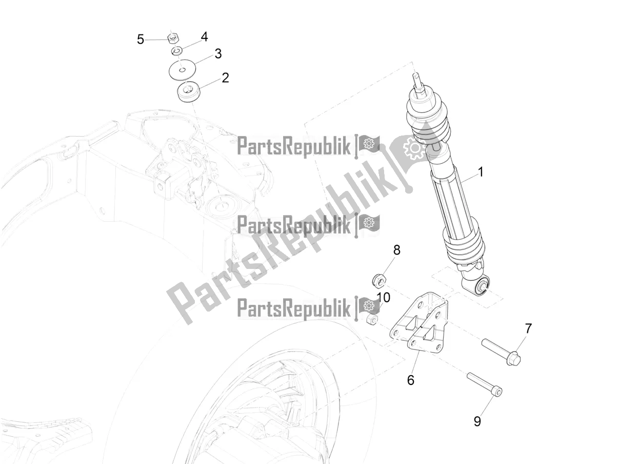 All parts for the Rear Suspension - Shock Absorber/s of the Vespa Elettrica Motociclo 70 KM/H 2019