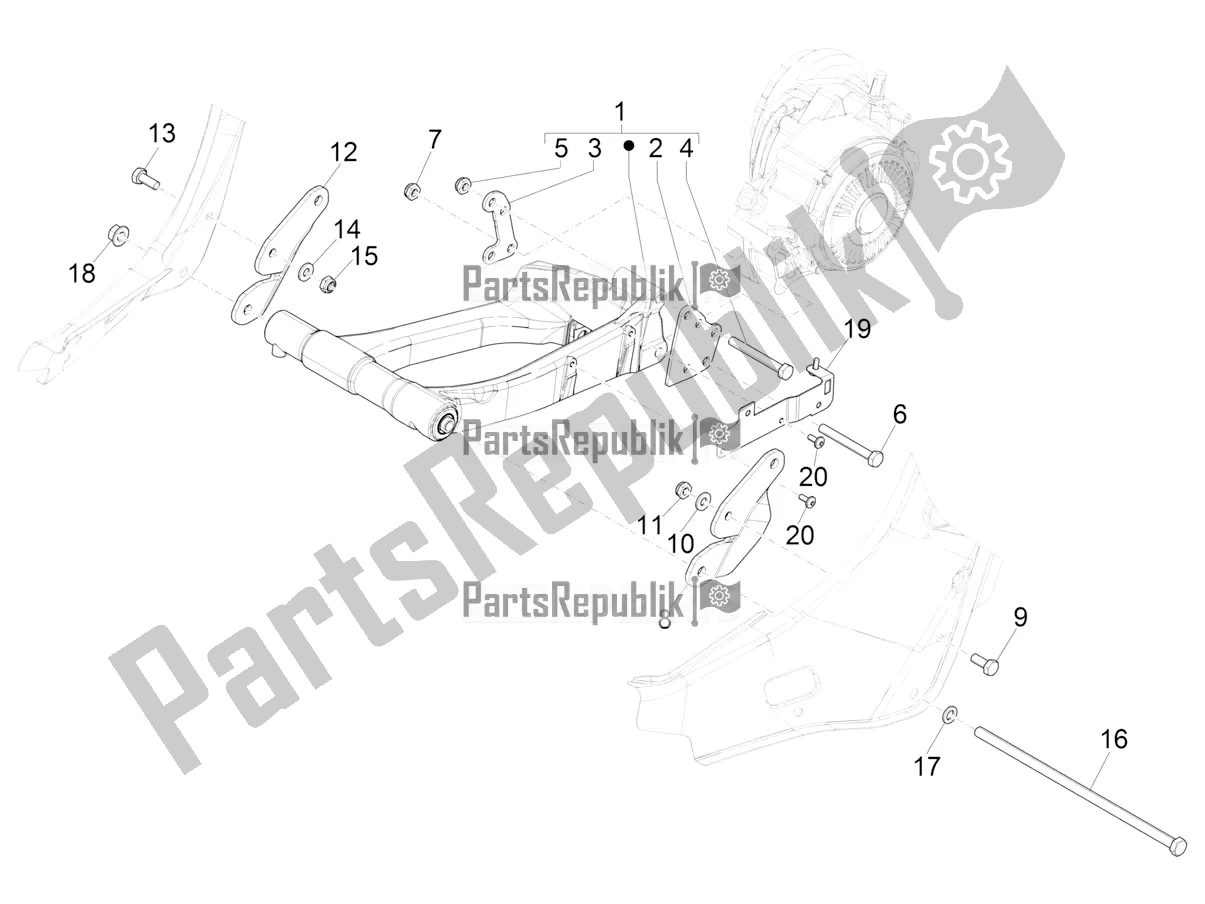 Todas as partes de Braço Oscilante do Vespa Elettrica Motociclo 70 KM/H 2019