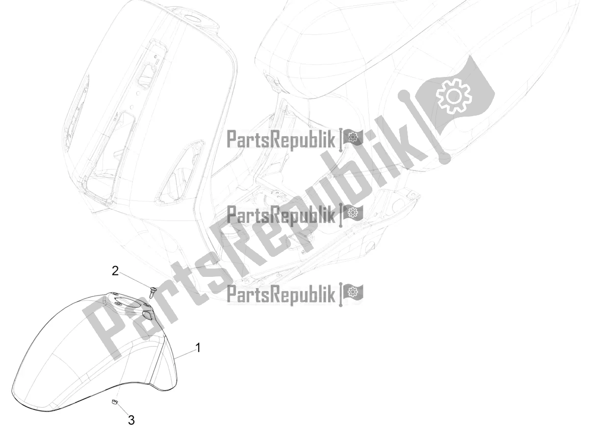 All parts for the Wheel Huosing - Mudguard of the Vespa Elettrica Motociclo 70 KM/H 2019