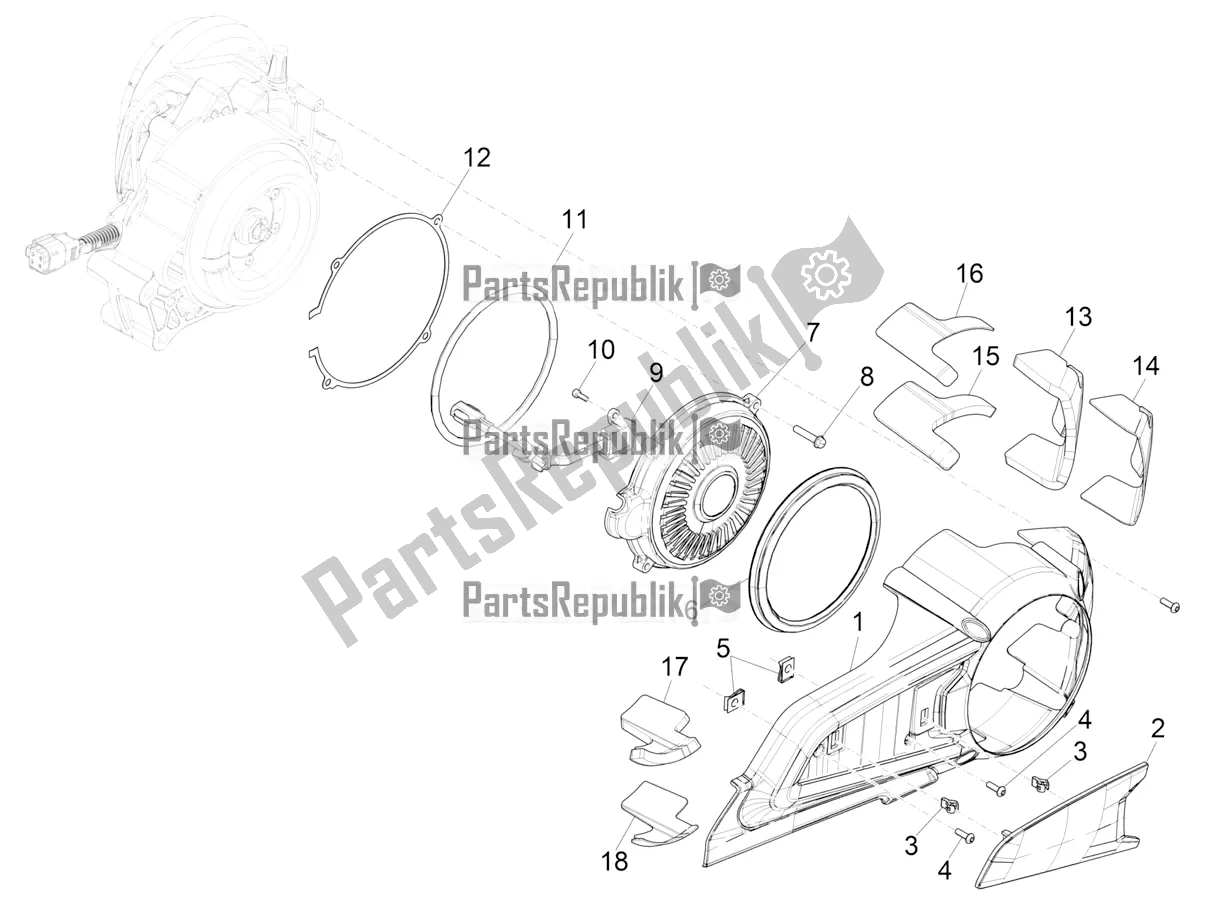 Toutes les pièces pour le Couvercle De Carter - Refroidissement Du Carter du Vespa Elettrica Motociclo 70 KM/H 2020