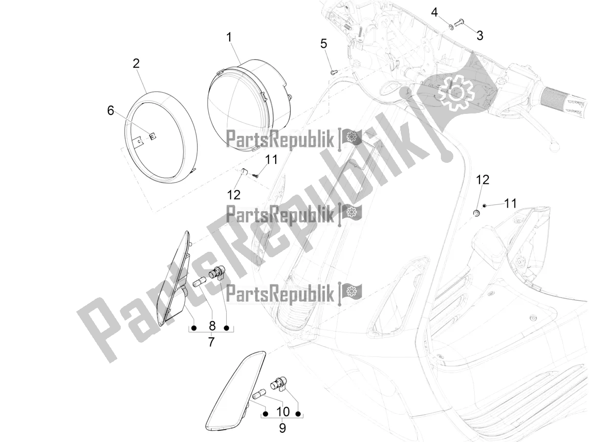 Todas las partes para Faros Delanteros - Luces Intermitentes de Vespa Elettrica Motociclo 70 KM/H 2020