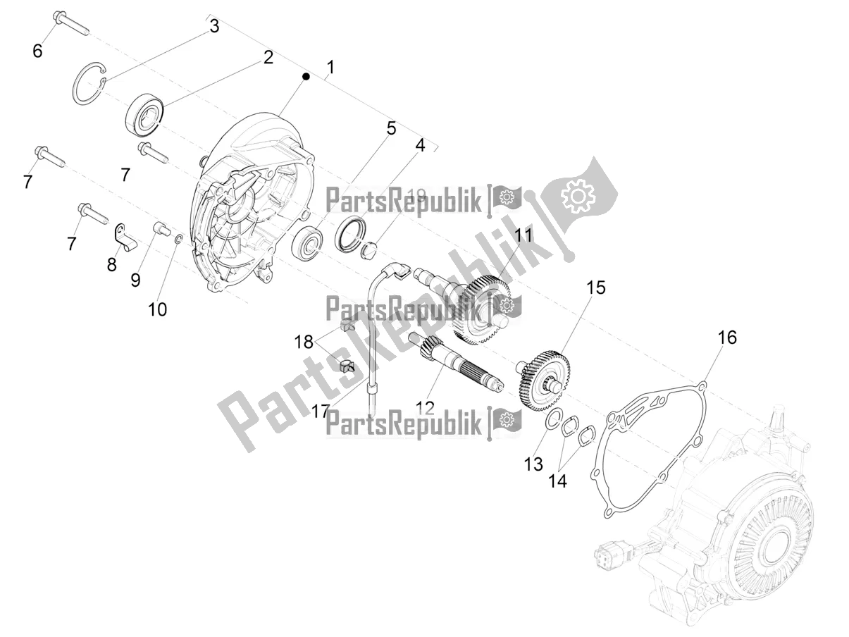 Toutes les pièces pour le Unité De Réduction du Vespa Elettrica Motociclo 70 KM/H 2020