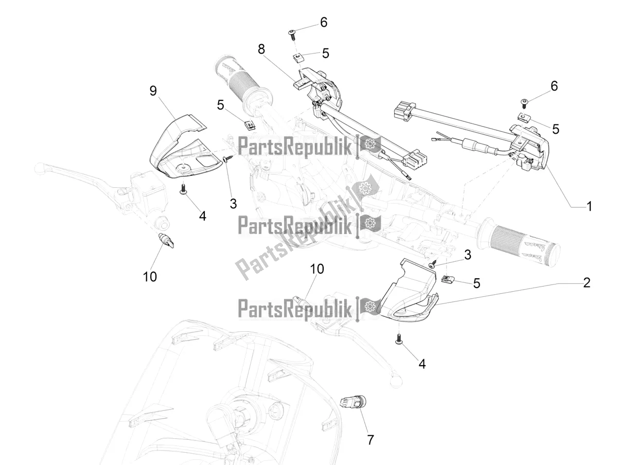 Toutes les pièces pour le Sélecteurs - Interrupteurs - Boutons du Vespa Elettrica Motociclo 70 KM/H 2020