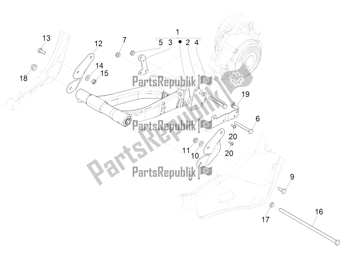 Toutes les pièces pour le Bras Oscillant du Vespa Elettrica Motociclo 70 KM/H 2020