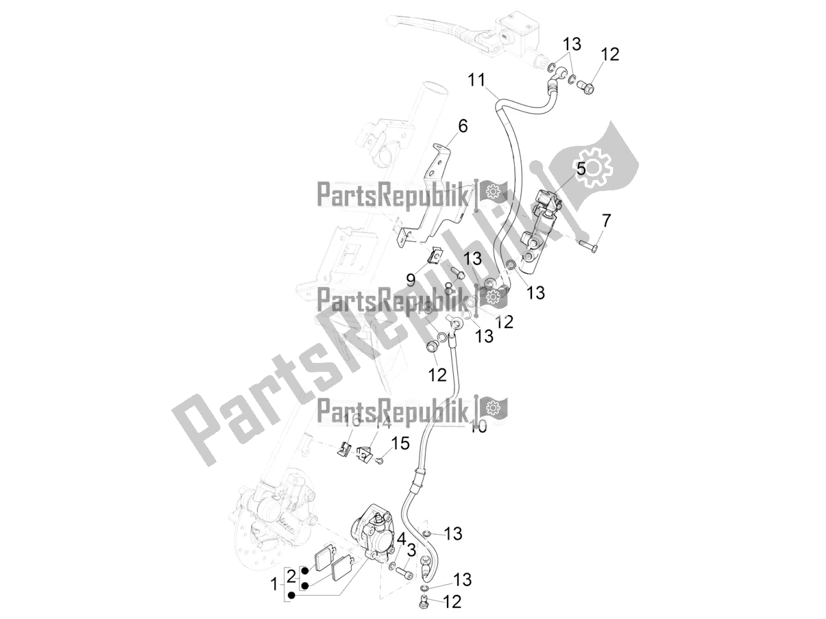 All parts for the Brakes Pipes - Calipers of the Vespa Elettrica Motociclo 70 KM/H USA 2020