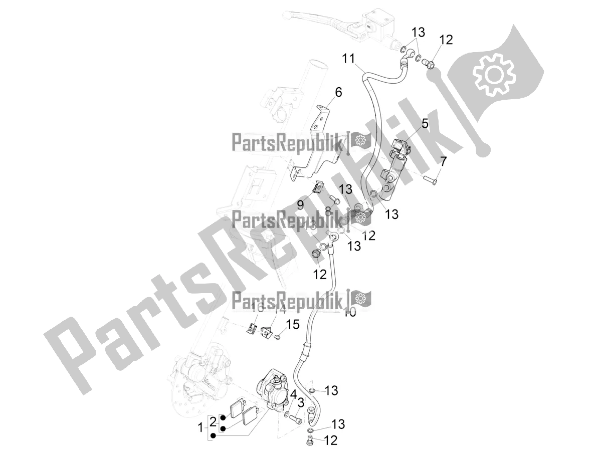 All parts for the Brakes Pipes - Calipers of the Vespa Elettrica Motociclo 70 KM/H USA 2021